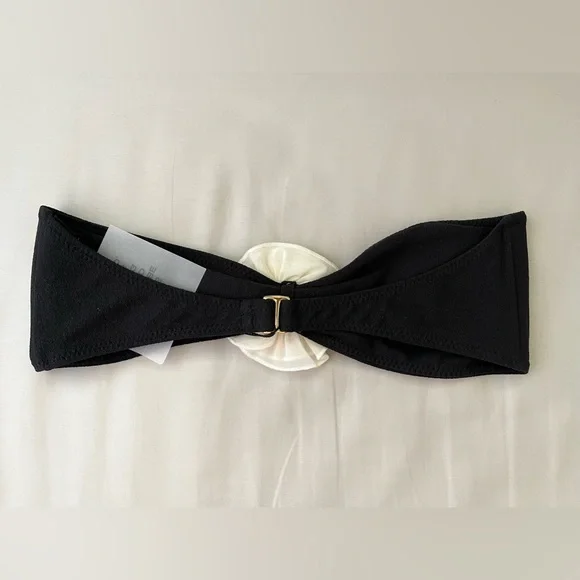 Currently SOLD OUT BNWT SAME Rose Bandeau Top (Faux Suede Black/Cream) in Size L - Picture 2 of 11